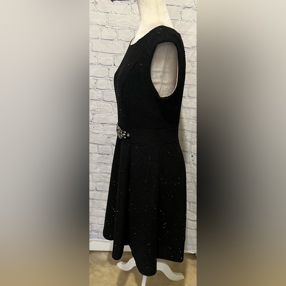 Eliza J Cocktail Dress Black Sleeveless Sparkle Rhinestone Sz 10 Fit & Flare - Picture 4 of 8